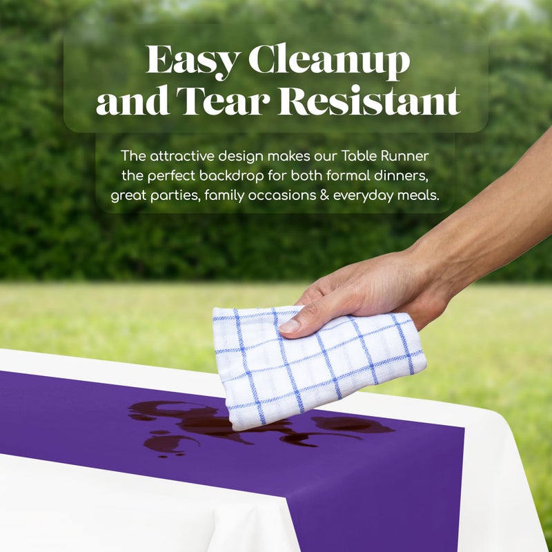 Grandipity Purple 6 Pack Premium Disposable Plastic Table Runner 14 x 108 Inch. Table Runner for Dinner Parties & Events by Grandipity - Image 5